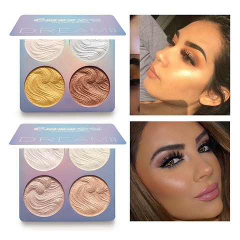 Palette de 4 couleurs pour le visage, poudre à reflets, bronzant, contour, scintillant, brillant ► Photo 1/6