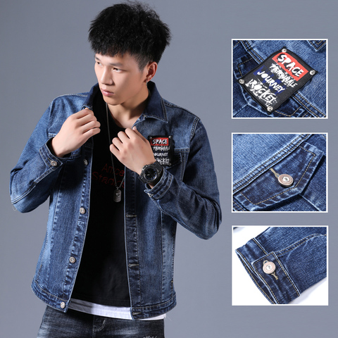 Blouson en Jean bleu pour homme, Streetwear, décontracté, en Denim, haute qualité ► Photo 1/6