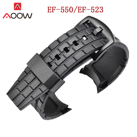 Bracelet de montre en résine de caoutchouc pour Casio edifie EF-550/EF523, boucle en acier inoxydable, accessoires de Sport ► Photo 1/6