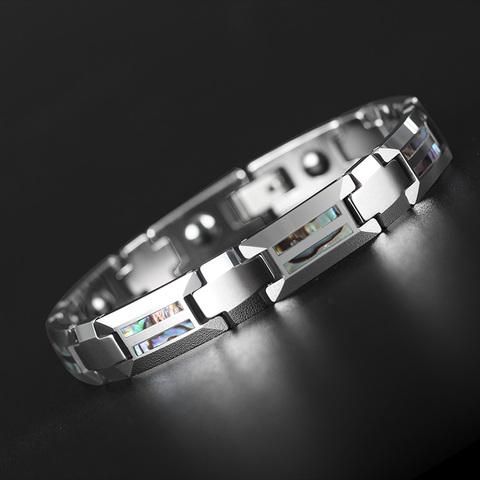 Bracelet magnétique bon pour la santé des hommes, bijoux croisés de luxe en acier au tungstène noir, coque naturelle, jamais gratté, Bracelets pour femme ► Photo 1/5