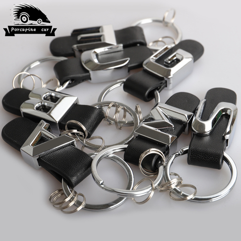 Porte-clés en cuir, en métal, pour Mercedes Benz, 3D, W211, W124, W210, W212, W176, W168, W169, W245, W246 AMG, classe E C A, B, S, M, G ► Photo 1/6