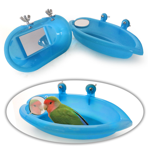 Oiseau en plastique bain d'eau boîte baignoire perroquet pour perruche oiseau amoureux Cage pour animaux de compagnie bol suspendu perruche bain d'oiseau perroquet bain douche ► Photo 1/6