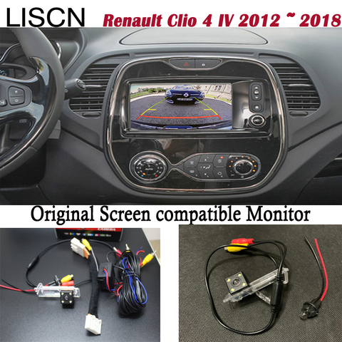 Caméra de recul pour Renault Clio 4 IV, 2012 ~ 2022, écran d'origine avec éclairage de plaque d'immatriculation ► Photo 1/6