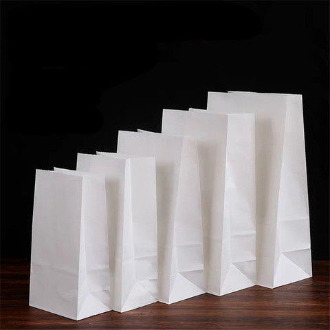 50 / 100pcs Sacs en papier Kraft pain blanc Hiraguchi Sacs bonbons sac cadeau Sandwich à emporter Emballage Sacs ► Photo 1/6