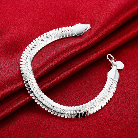 Bracelet chaîne en argent Sterling 925 pour hommes et femmes, serpent, 10MM, 21.5cm, Noble mariage pour femmes et hommes, noble, mode H231 ► Photo 1/4