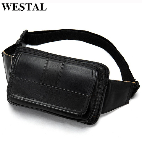 WESTAL – sac banane en cuir véritable pour homme, sacoche pour téléphone, ceinture de hanche, de Sport, 8966 ► Photo 1/6