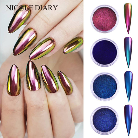 0.2 g/boîte caméléon miroir Laser ongles paillettes poudres aurores effet Nail Art Chrome Pigment poussière bricolage conception décoration ► Photo 1/6