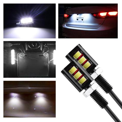 Universal1 paire 12V 3W vis boulon blanc 5730 SMD 3 LED lumières numéro plaque d'immatriculation lampe Moto Auto voiture accessoires ► Photo 1/6