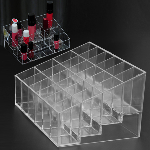 Clair acrylique 24 grille maquillage organisateur boîte de rangement rouge à lèvres vernis à ongles présentoir support cosmétique bijoux organisateur boîte ► Photo 1/6