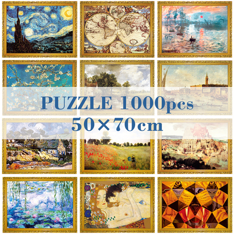 MaxRenard 50*70cm Puzzles 1000 pièces en bois assemblage image monde chef-d 'œuvre Van Gogh Puzzles jouets pour adultes jeux ► Photo 1/6