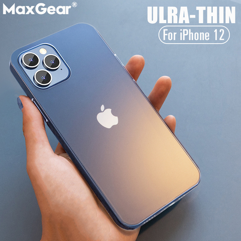 Ultra Mince Étui de Téléphone Mince Pour iPhone 12 Pro Max 11 XS XR X 6 6S 7 8 Plus SE 2022 Mat Clair Dur PC Couverture iPhone12 Mini Coque ► Photo 1/6