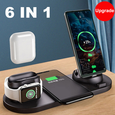 6 en 1 sans fil chargeur support supports Qi sans fil téléphone portable charge magnétique rapide USB Type C chargeur 2022 nouvel an meilleur cadeau ► Photo 1/6