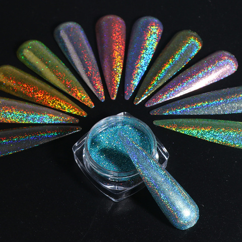 1 boîte paillettes pour ongles holographique Dip poudre miroir polissage Chrome Pigments Nail Art décorations Laser éblouissant poussière LA1028-1 ► Photo 1/6