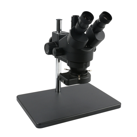 Microscope trinoculaire stéréo à Zoom continu 7x45x A1, simulateur de focale d'objectif, tête de bras, porte-anneau 56 Led, pour réparation de téléphones et de planches ► Photo 1/4