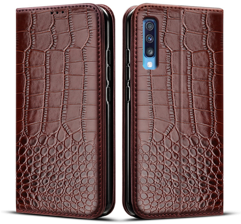 Coque pour Samsung Galaxy A50 coque Crocodile texture cuir housse de téléphone pour Samsung A50 A505 A505F SM-A505F coque 6.4 ► Photo 1/5