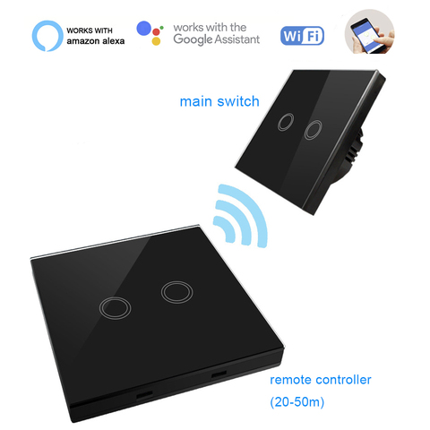 1 2 3 gang wifi smart touch interrupteur de lumière murale avec bâton télécommande RF433 433MHz 110V 220V ue standard commande vocale ► Photo 1/5