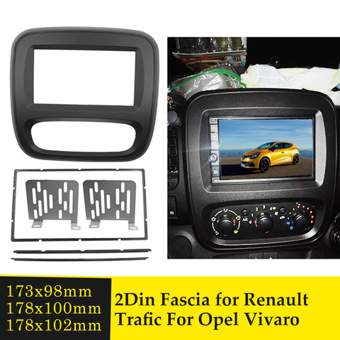 Kit de panneau de tableau de bord Double Din Fascia | Cadre de panneau DVD pour Opel Vivaro 2015 + 2Din Audio stéréo, couvercle de tableau de bord pour Renault ► Photo 1/6