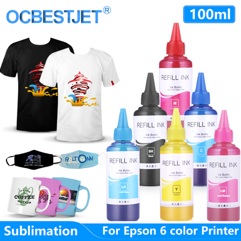 Encre de Sublimation pour Epson L800 L805 L1300 L1800 1390 1410 R270 R290 encre de transfert de chaleur encre de Sublimation de presse à chaud (100ml/bouteille) ► Photo 1/6