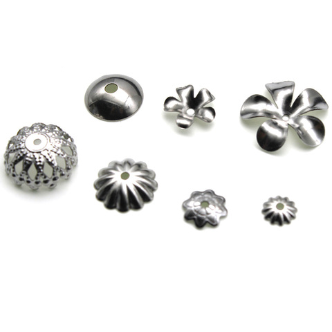 100 pièces en acier inoxydable fleurs perles casquettes entretoise en vrac breloque perle bouchon fin sertissage perles fermoir pour fabrication de bijoux résultats fournitures ► Photo 1/1