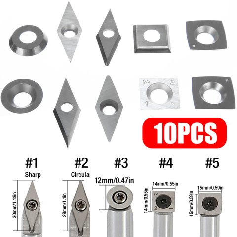 10 pièces tour outil de tournage carbure Inserts diamant carré rond bois outils de tournage fraises carbure Inserts ► Photo 1/6