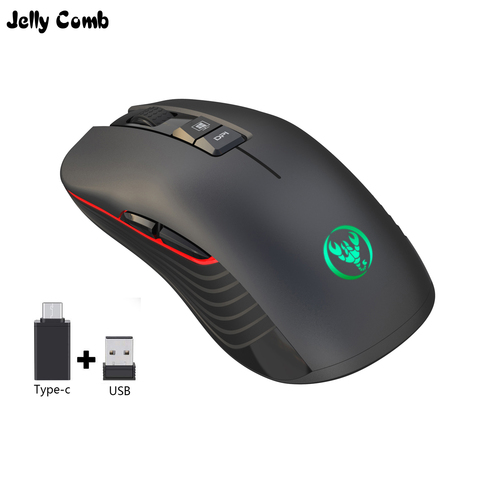Jelly Comb-souris de jeu sans fil 2.4GHz, Rechargeable, 3600DPI, souris USB type-c, silencieuse pour Macbook et ordinateur portable ► Photo 1/6