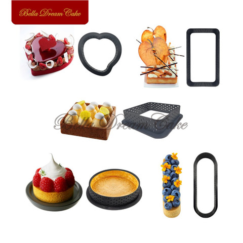 1/2/4/6/8 pièces Mousse moule français Dessert en plastique sans couture tarte anneau perforé gâteau Mousse cercle gâteau décoration outil cuisson ► Photo 1/2