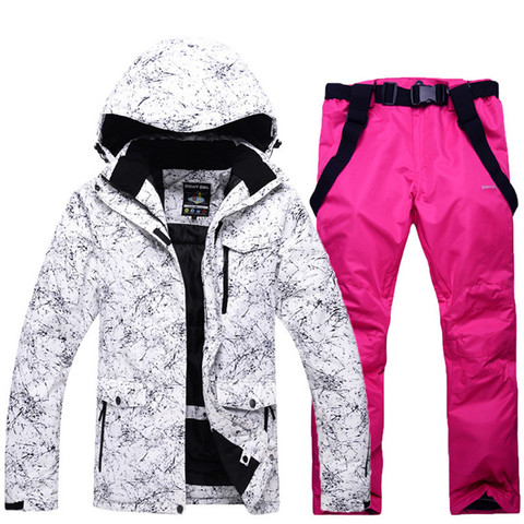 Costume de Ski imperméable pour homme et femme, épais, chaud, coupe-vent, pour couple, veste de Snowboard, pantalon, grande taille, nouvelle collection ► Photo 1/6
