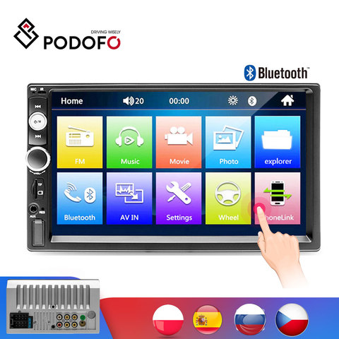 Podofo – autoradio avec lecteur multimédia MP5, Bluetooth, USB, moniteur de sauvegarde, 2 din, 7 pouces ► Photo 1/6