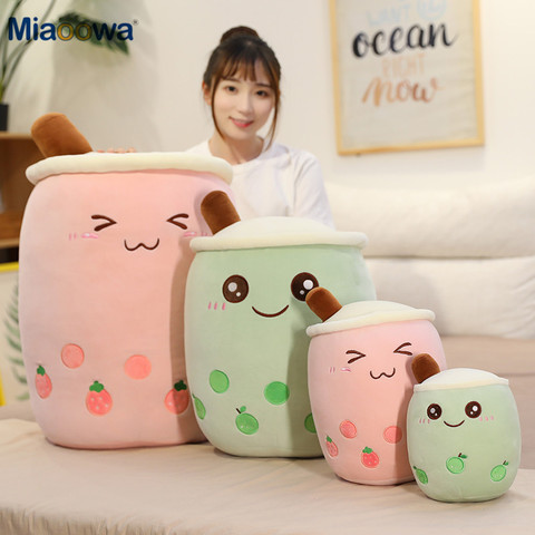 25/35/50cm nouveau beau Fruit bulle thé tasse en forme de jouets en peluche doux dessin animé oreiller coussin vraie vie lait thé poupée enfants bébé cadeau ► Photo 1/6