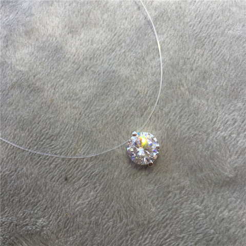 Collier ras du cou en cristal pour femmes, pendentif Invisible en Zircon, chaîne de clavicule ► Photo 1/6