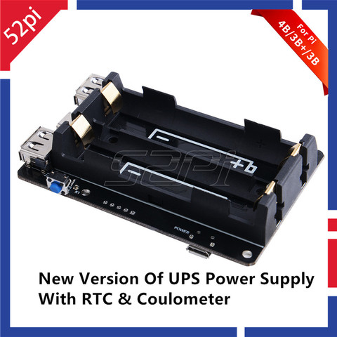 52Pi, 18650 UPS, RTC et coulomètre Pro, dispositif d'alimentation étendu avec deux ports USB pour Raspberry Pi 4 B / 3B + 3B ► Photo 1/6