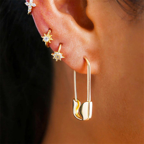 VG 6YM or boucles d'oreilles en forme de U trombone broche métal or Rose couleur boucles d'oreilles bijoux Pinna minimaliste bijoux en gros ► Photo 1/6