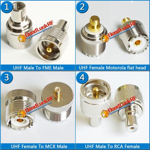 Kit de connecteurs d'antenne KENWOOD, 1 pièce, UHF PL259 SO239 à FME MCX RCA Motorola, tête plate, adaptateurs coaxiaux RF droits en laiton ► Photo 1/5