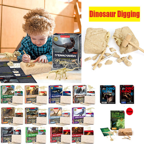 Dinosaure squelette creuser Kit d'excavation fossile archéologie creuser assemblage jouets bricolage pour enfants enfants cadeau d'anniversaire jurassique Animal ► Photo 1/6