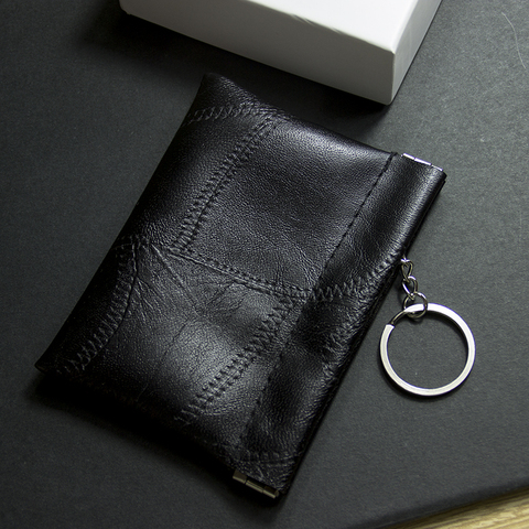 Porte-clé en cuir avec porte-clé, Long porte-monnaie pour hommes, petit sac de monnaie, porte-cartes, pochette Vintage noir, nouvelle mode ► Photo 1/6
