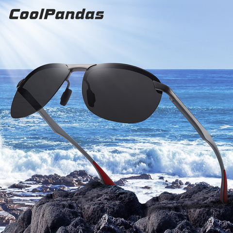 CoolPandas – lunettes de soleil rétro en aluminium pour hommes, polarisées, Design de marque, lunettes de soleil UV400, lunettes de conduite Oculos de sol ► Photo 1/6