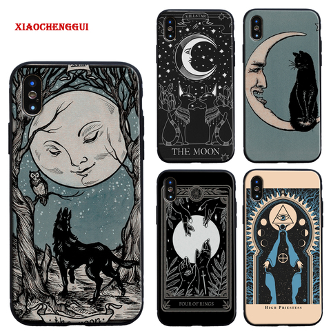 Sorcières lune Tarot Mystère totem En Silicone Souple Téléphone Coque de protection Pour iPhone 6 6s 7 8 Plus X XR XS 11 12 Pro MAX 5s se Cas ► Photo 1/6