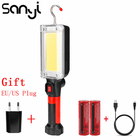 Lampe de poche Portable à lumière LED COB, alimentée par 2 piles 18650, magnétique, éclairage de travail, idéal pour le Camping ou la pêche ► Photo 1/6