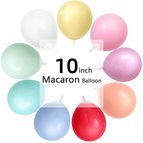 Ballons Macaron colorés en Latex, 10/20/30/50 pièces, 10 pouces, pour décoration de fête prénatale, de mariage, d'anniversaire ► Photo 1/6