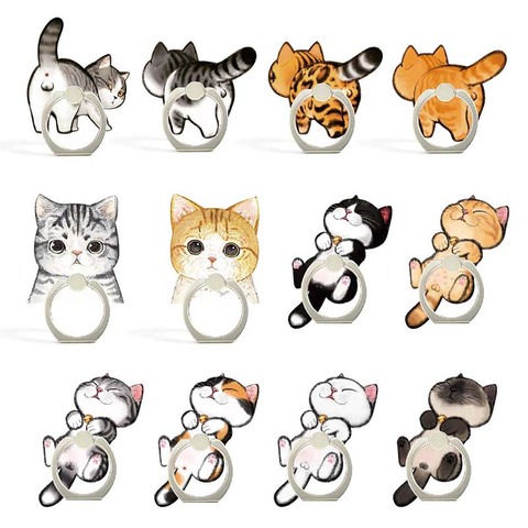 12 Styles mignon chats animaux support pour téléphone anneau support de téléphone Mobile biscuits doigt téléphone porte-anneau support celulaire ► Photo 1/6