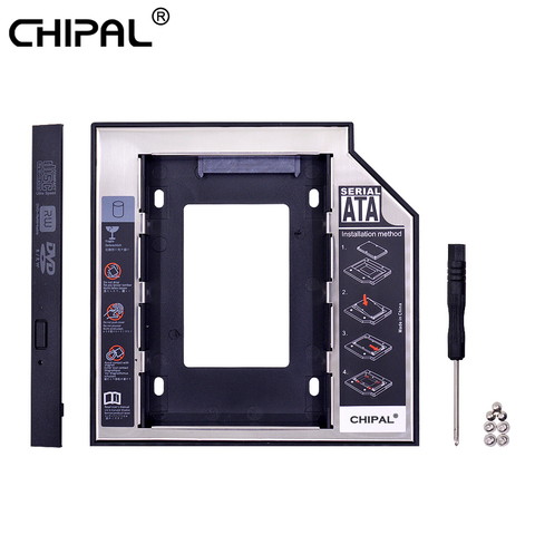 CHIPAL-boîtier de disque dur HDD, SATA 12.7, 9.5, 3.0 pouces, 2.5, boîtier SSD, 2e boîtier pour ordinateur portable CD-ROM DVD-ROM, baie optique ► Photo 1/6