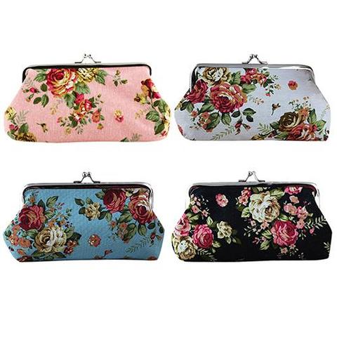 Porte monnaie femme porte monnaie etui portefeuille clés pochette carte motif grande fleur moraillon filles porte monnaie ► Photo 1/6