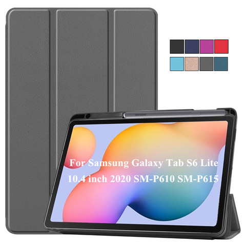 Coque en cuir PU, pour Samsung Galaxy Tab S6 Lite, avec porte-crayon SM-P610 SM-P615, pour Funda Samsung Galaxy Tab Lite ► Photo 1/6