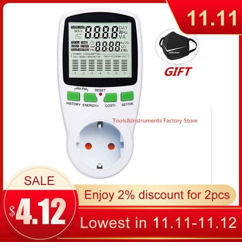 Compteur d'énergie LCD numérique wattmètre puissance électrique Kwh compteur de puissance ue français états-unis royaume-uni AU mesure prise analyseur de puissance ► Photo 1/6