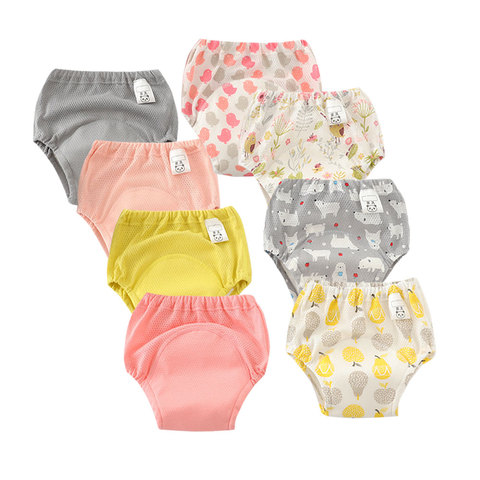 Pantalons d'entraînement pot en maille imperméable, 8 pièces, réutilisables d'entraînement de toilettes, sous-vêtements en tissu pour bébés, vente en gros ► Photo 1/6