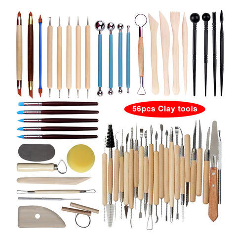 Artisanat d'art outils de sculpture en argile | kit d'outils de sculpture en poterie et céramique céramique manche en bois, outils de modélisation en argile ► Photo 1/6