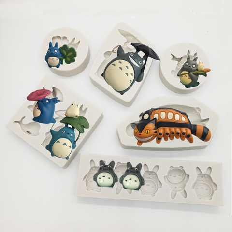 Totoro-moules en Silicone, outils de décoration de gâteaux, Fondant, artisanat au chocolat, outils de cuisson pour gâteaux, forme de pâte à modeler ► Photo 1/6