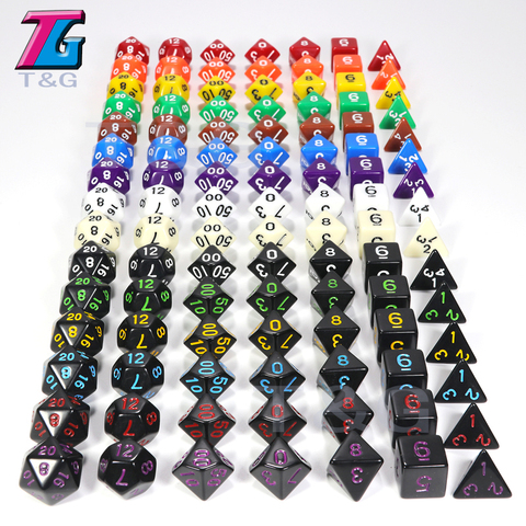 Jeu de dés multicolores de haute qualité, vente en gros, 7 pièces/lot, D4,6,8,10,10%,12,20 ► Photo 1/6