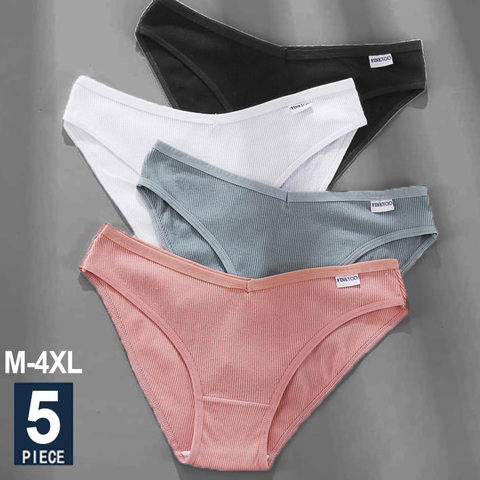 Culottes en coton pour femmes, sous-vêtements féminins, couleur unie, Lingerie Sexy, slips intimes, 5, pièces/ensemble ► Photo 1/6