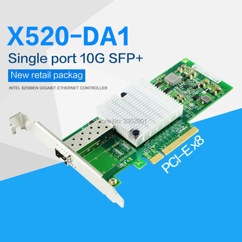 Carte réseau réseau PCI-E 10 go Intel 82599EN jeu pour adaptateur réseau convergé X520-DA1 (NIC) Port SFP + unique, PCI Express X8 ► Photo 1/5